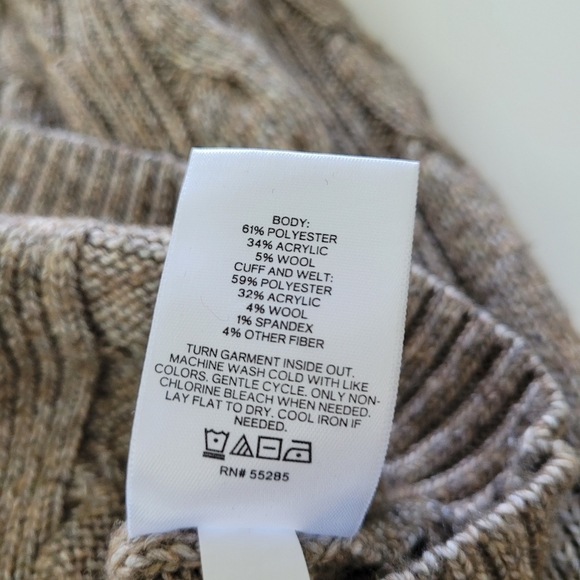 Express brown turtleneck cable knit wool sweater - Picture 6 of 8